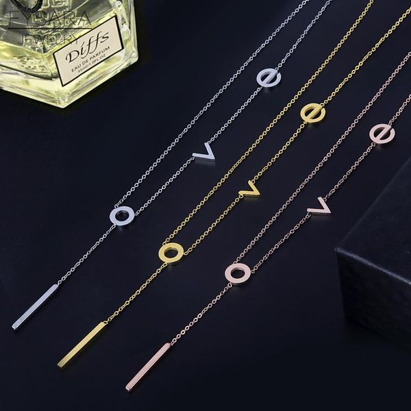 

fysara classic элегантная очаровательная любовь письмо узор ожерелье для женщин титановый сталь золотой цвет женщины ожерелье подвеска ювели, Black