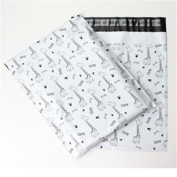 

50pcs/lots mail sack bags packing bag waterproof envelope giraffe bags 10*13 inch courier bag custom printing log bbyqmn