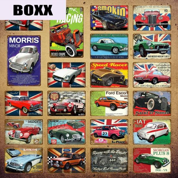 

американский стиль классические спортивные гоночные автомобильные грузовики металлические знаки винтажные настенные наклешивания бар паб гар