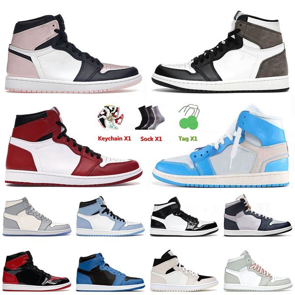 

jumpman 1 1s i basketball shoes university blue dark mocha bubble gum chicago cactus jack carbon fiber bordeaux for mens women sneakers trai