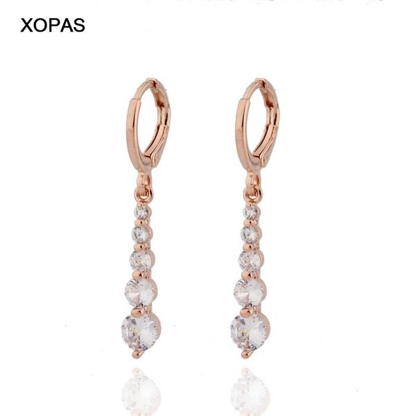 

dangle & chandelier luxurious 585 rose gold-color long earrings flower drop zircon crystal jewelry for women wholesale dropship, Silver