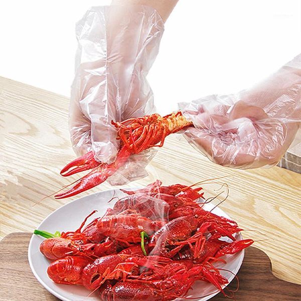 

disposable gloves 100 pieces-disposable durable catering kitchen thick plastic transparent household pe film hand mask1