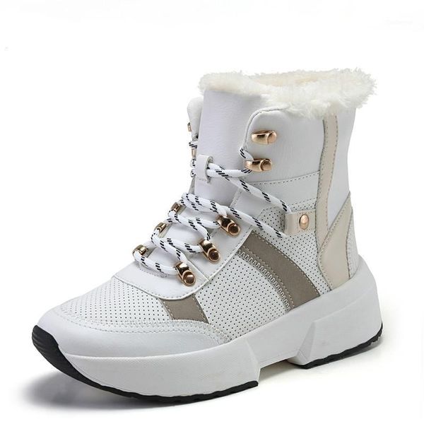 

boots women snow waterproof non-slip winter thick fur platform and warm shoes1, Black