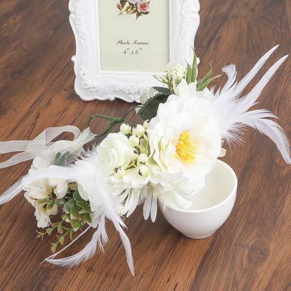 

haimeikang bridal headwear for women feather flower wreath headband big floral hair band wedding party crown hair acc qylrbj