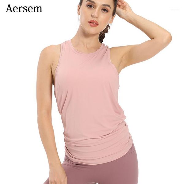 

yoga outfits aersem spliting shirt fitness crop sleeveless sports shirts loose workout running sport vest naked feel plus size1, White;red