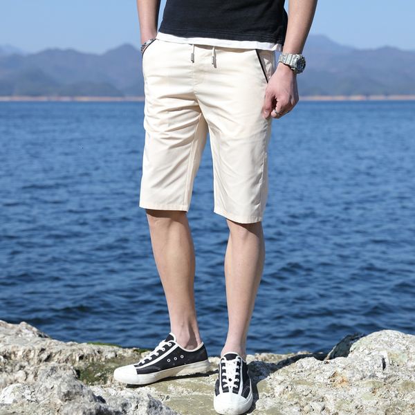

korean casual shorts men's slim fit summer quarter pants in 2019, White;black
