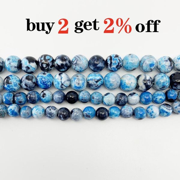 

1 strand lot 6 8 10mm natural sky blue flame agat stone bead round loose spacer beads for jewelry making findings diy h bbyqhi