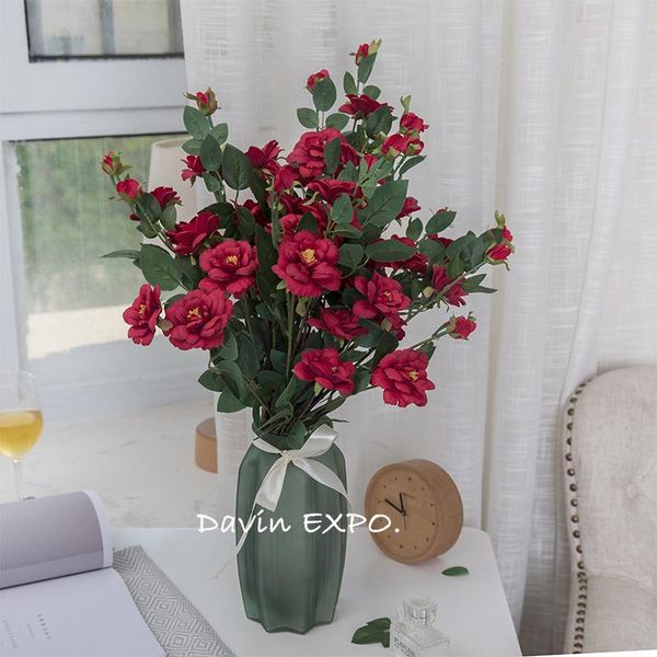 

decorative flowers & wreaths 5pcs/lot 7heads/branch artificial silk rose wedding bouquet home decorations for party birthday decoration