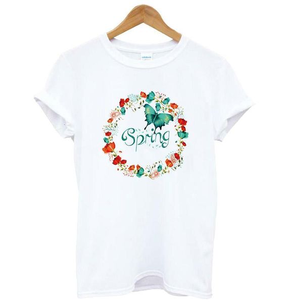 

spring flower butterfly print women tshirt cotton casual funny t shirt lady yong girl tee better quality drop ship kt-33, White