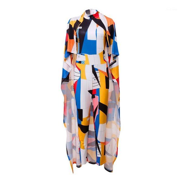 

women suits casual fashion office lady high street turtleneck pencil pants capes party spring 2019 female elegant print suits1, White