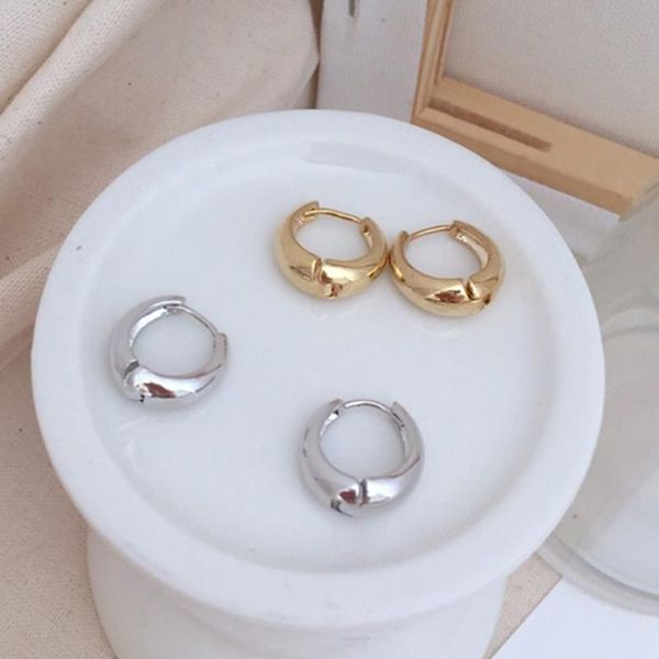 

trendy gold silver color thick hoops earrings round circle geometric minimalist mini small loop earrings for women girl party, Golden;silver