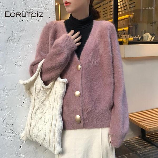 

eorutciz winter long cardigan women velvet sweater warm oversize knittedcasual autumn white long sleeve basic coat lm2171