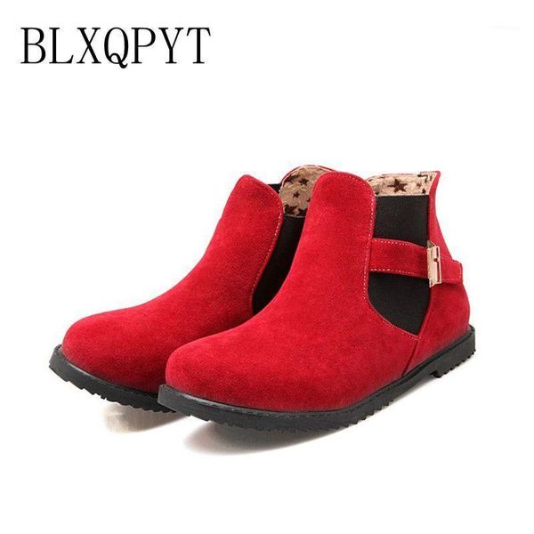 

boots big size 34-52 round toe buckle for women ankle heels fashion warm winter spring autumn casual shoes 5021, Black