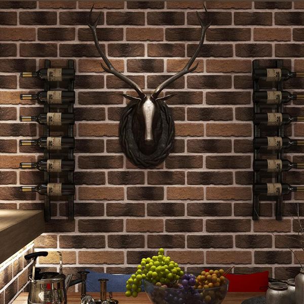 

wallpapers retro washable imitation brick pattern wallpaper for walls 3 d coffee restaurant bar cafe red stone wall paper roll