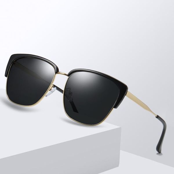

luxury women oversized polarized sunglasses classic square metal big frame sun glasses summer travel fishing fashion shades 137, White;black