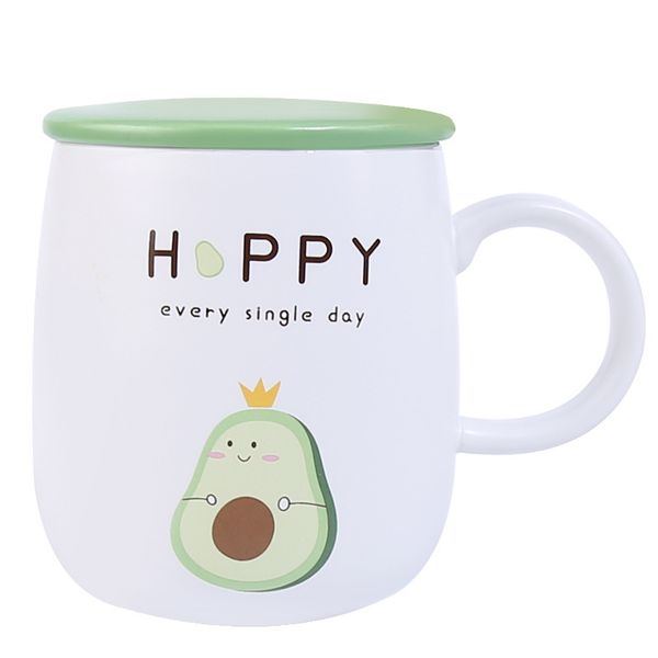 

mugs avocado funny coffee cup ceramic creative color heat-resistant mug with lid 450ml kids office home drinkware gift q1218