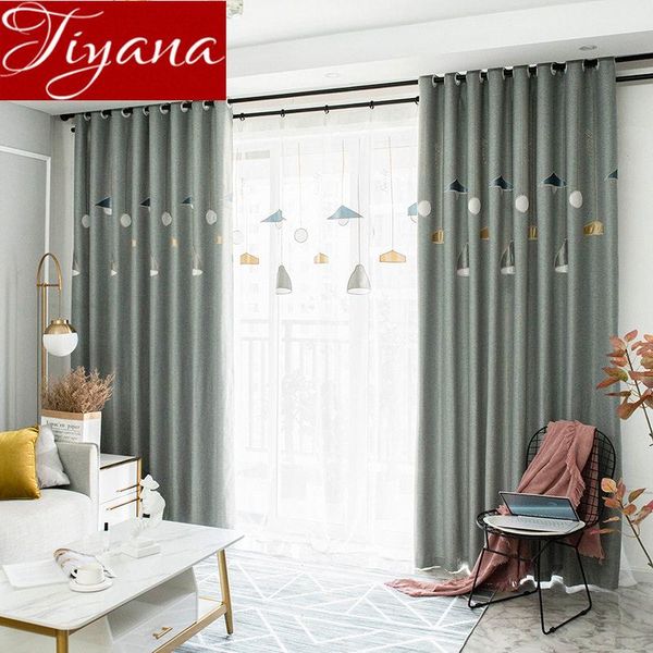 

curtain & drapes nordic chandelier design embroidered grey blackout curtains for living room window bedroom sheer drape tulle x612#30