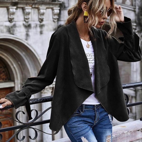 

new fashion punk women coat jacket turn down collar long sleeve solid motorcycle jacket casual coat for women's clothings1, Black;brown