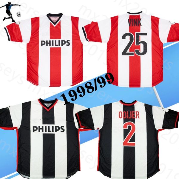 

1990 1998 1999 ps retro soccer jerseys match issue champions league home shirt ooijer #2 vink #25 90 92 98 99 away classic football shirt, Black;yellow