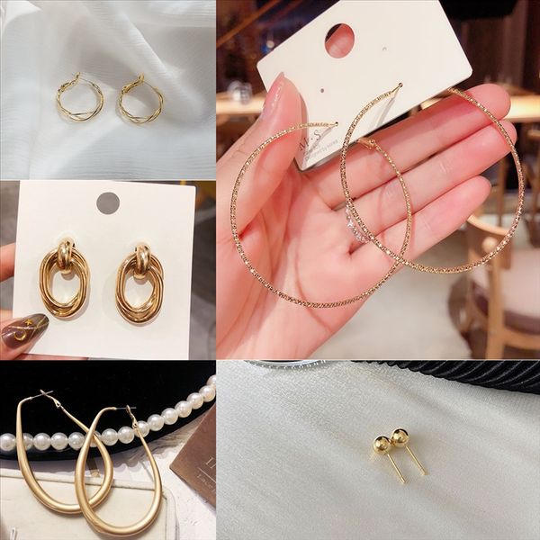 

aov yfjewe new shamballa earring sier sale earrings hoop earrings women gold sliver rhinestone crystal fashion jewelry earrings, Golden