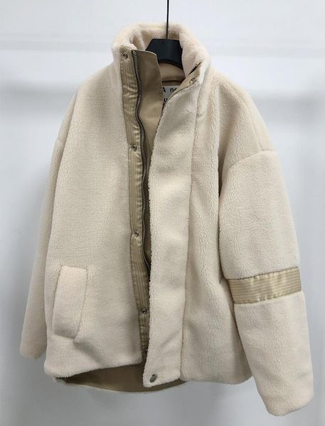 

women's fur & faux 2021 women furry warm coat lady casual loose letters zipper jacket female fashion winter outwear with pocket, Black