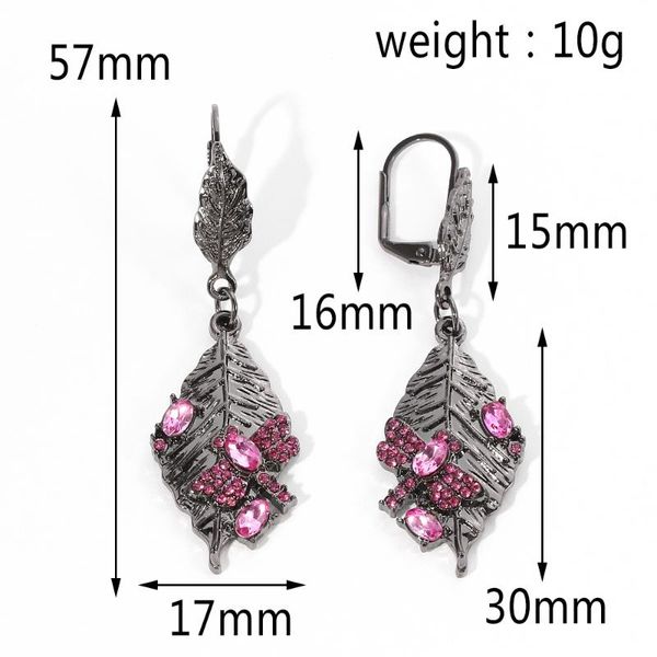 

dangle & chandelier vintage dragonfly leaf earrings black color pink crystal women drop for elegant accessories, Silver