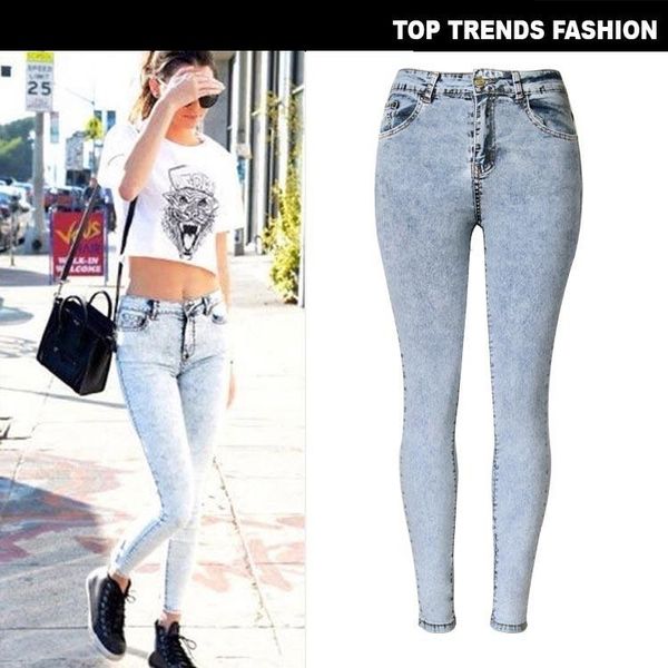 

womens high waisted snowflake jeans plus size women pants 2712, Blue