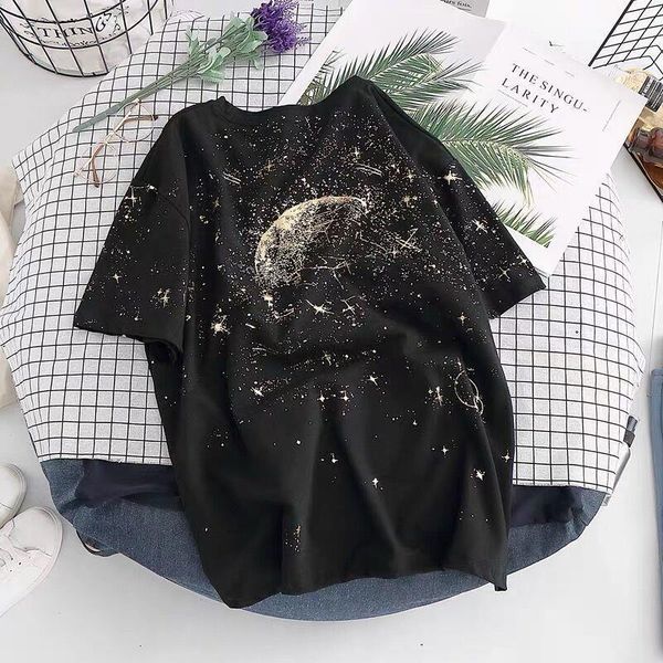 

women tees 2020 summer casual oversize loose female o neck short sleeve print t shirts black tshirts harajuku clothes, White