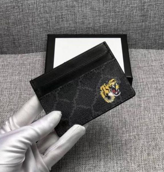Novo design popular carteiras masculinas de couro europeias porta-cartões estampadas abelha tigre cobra carteiras masculinas pequenas para cartão de crédito