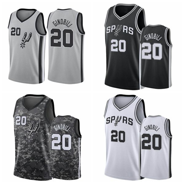 

сан антонио шпуры men manu ginobili 2018 значок черный город нба баскетбол джерси, Black