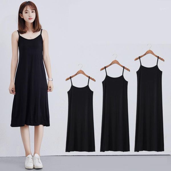 

modal cotton long nightgown women spaghetti strap nightwear sleepwear female lounge wear night dress home sleepshirt nighty1, Black;red