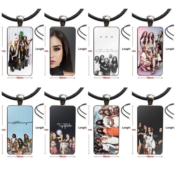 

fifth harmony for girls wholesale fashion glass cabochon pendant necklace women stainless steel color choker rectangle necklace, Silver