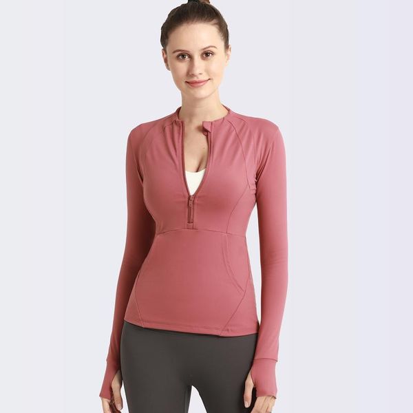 

yoga outfits f.dyraa women sport zipper sweatshirt with thumb holes solid quick dry breathable gym fitness shirt hoodies, White;red