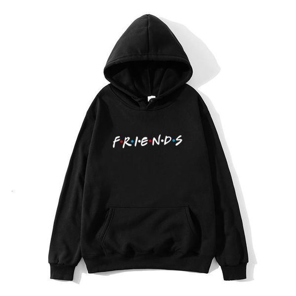 

mens womens hoodies friends letters printing pocket warm thicken pullovers hip hop loose harajuku solid color sweatshirt, Black