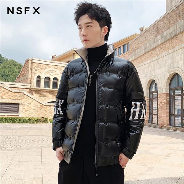 

mimi paragraph down jacket white duck down pure color brand leisure cardigan young black zipper men's clothing in winter