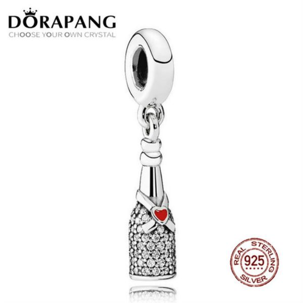 

2021 new 100% 925 sterling silver celebration time dangle charm red enamel & clear cz pendant bead for mother gift bracelet diy, Black