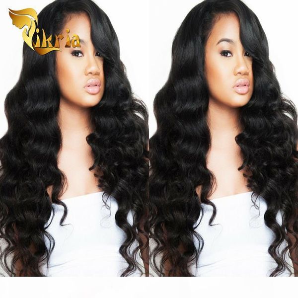 

malaysian glueless full lace human hair wigs with baby hair unprocessed brazilian indian body wave hair lace front wigs for black women, Black;brown