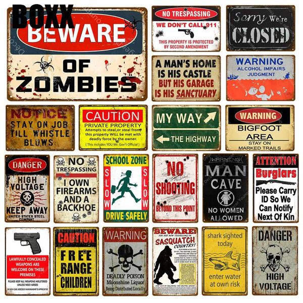 

warning caution danger notice metal signs man cave no trespassing shooting decor for pub bar club home vintage wall plaque