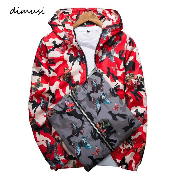

men's jacket casual male outwear windbreaker hooded coats fashion slim butterfly print bomber jackets mens clothing kg-489, Black;brown