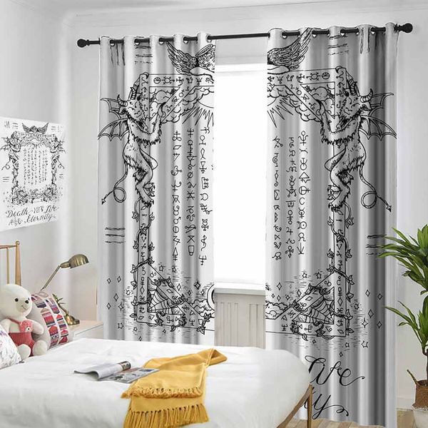 

thermal insulated room darkening window shade gothic medieval magic and spell symbols eternal life ritual chart themed artwork curtain