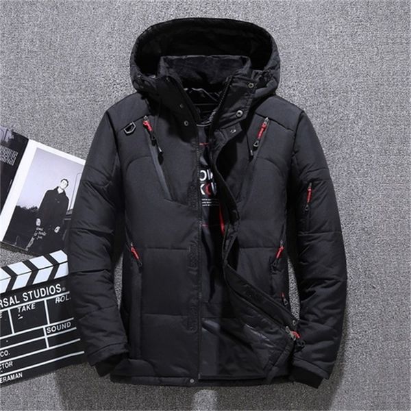 

warm with hood thick winter jacket white duck down coat zr8u, Black
