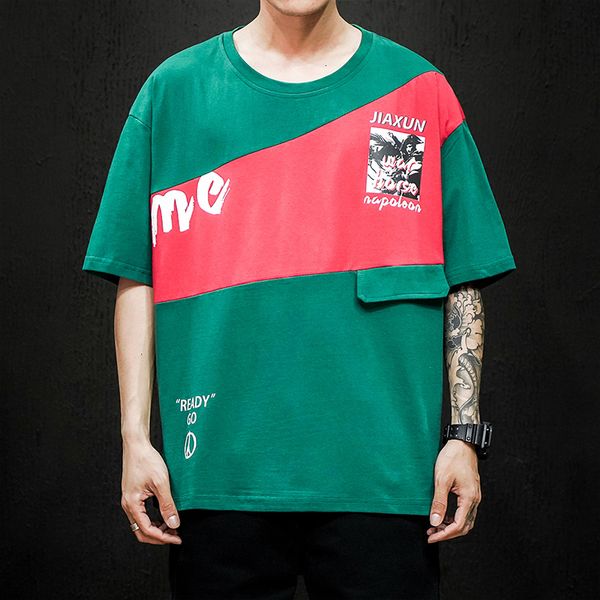 

2021 new summer short sleeves harajuku korea fashion white t-shirt streetwear one piece hip hop punk men tees tshirt clothes el7u, White;black