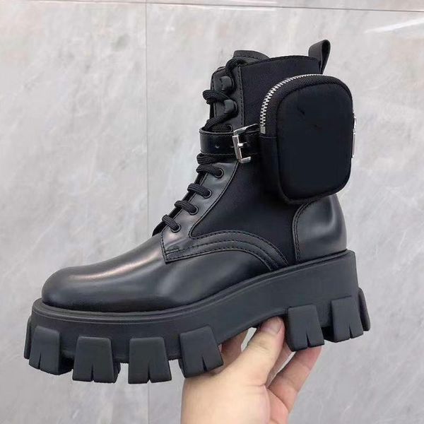 

осенняя зима толщиной дна мартин сапоги женские ремень щедрые карманные декор британский стиль подиума лодыжки ботинки мотоцикл ботас 2020, Black