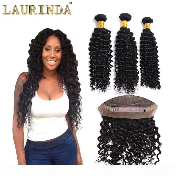 

pre plucked 360 frontal with bundles 9a deep wave virgin malaysian 360 lace frontal band closure with baby hair and human bundles, Black;brown