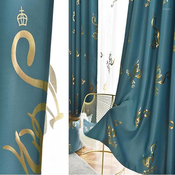 

popangel 2020 new crown bronzing style blackout living room window cloth curtains thermal insulated gray drapes1