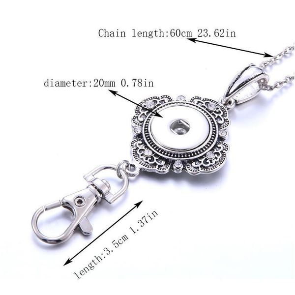 

boom life 2019 new snap jewelry working id holder lanyard snap pendant necklace fit 18mm snap button jewelry diy snaps bbyfia, Silver