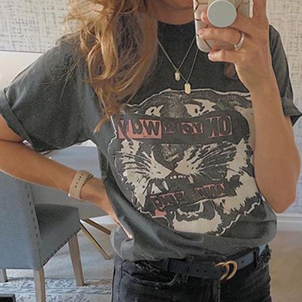

tiger head black graphic neutral tee women summer short sleeve o neck t shirt casual vintage hipster clothes creativity 2020, White