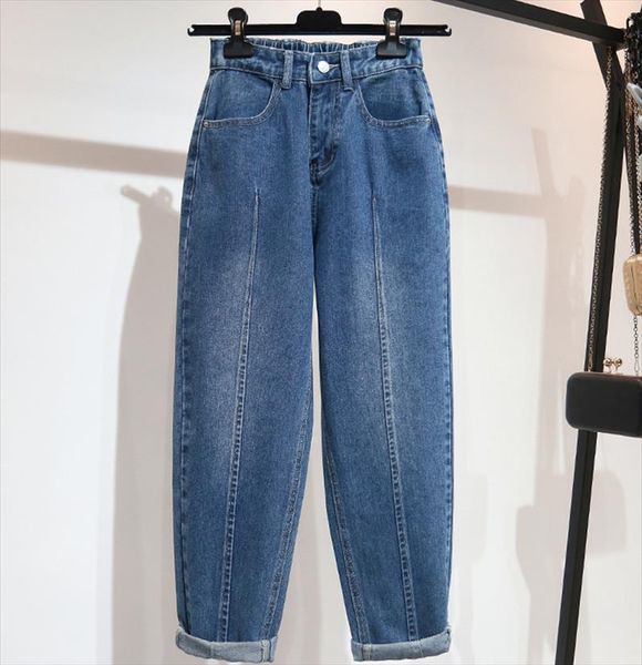 

boyfriend jeans for women high waist loose plus size streetwear female denim harem pants 5xl drop shipping, Blue