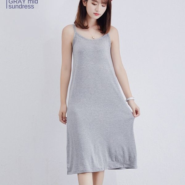 

womens large size bottoming long loose sleeveless vest skirt hvmw6ha2dd, Black;gray