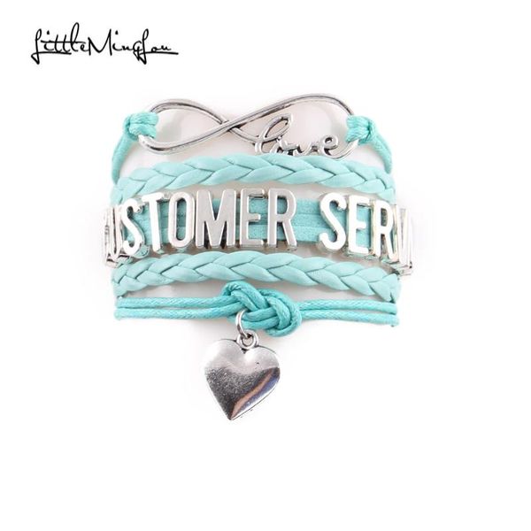 

charm bracelets little minglou infinity love customer service bracelet heart leather wrap men & bangles for women jewelry, Golden;silver